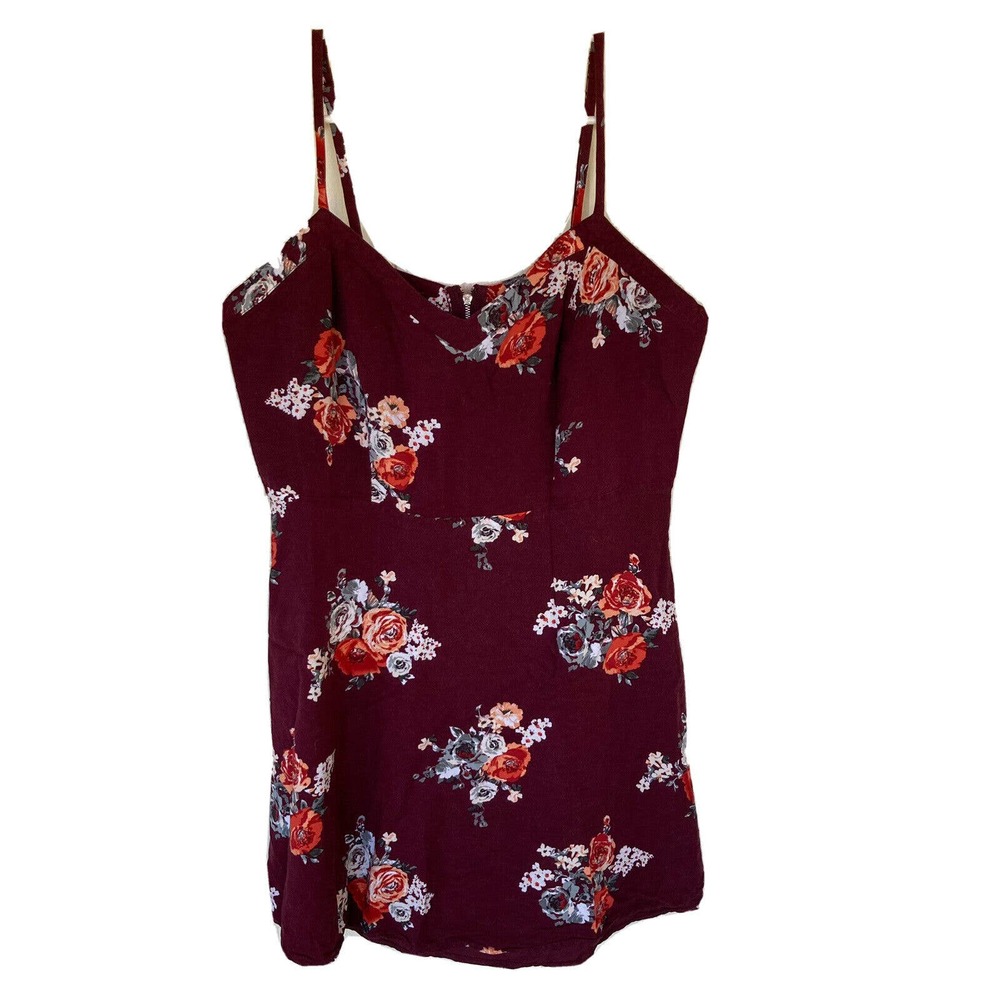 Forever 21 Plus Size Dress Sz 1X Red Floral Back Zip Detail Beach Party Summer